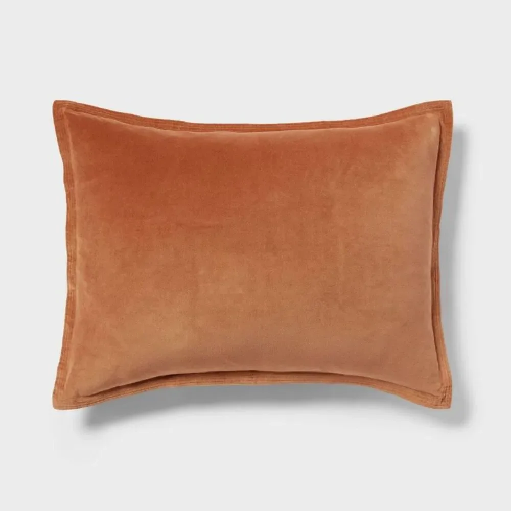 Full/Queen Machine Washable Cotton Velvet Duvet Cover & Sham Set - Camel
